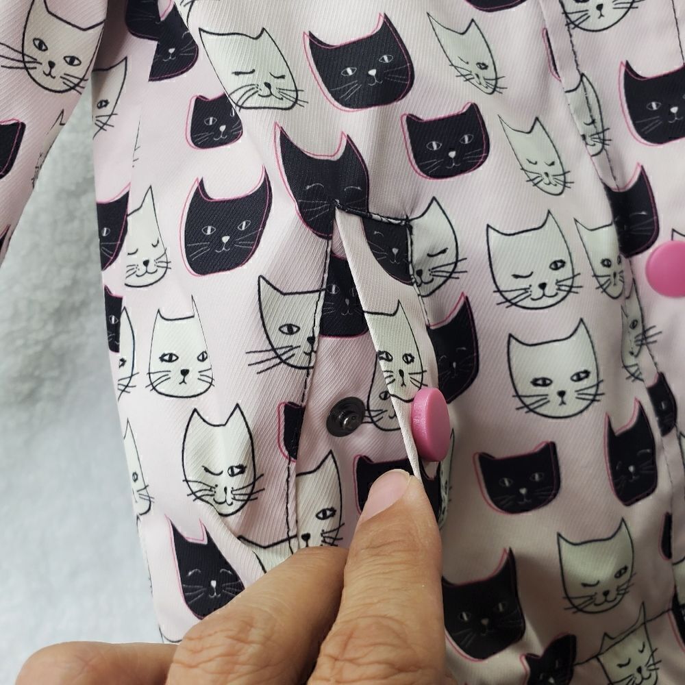 Dip Brand Girls 6-12 Months Black And White Cat Raincoat With Hood, Super Soft - Picture 12 of 14